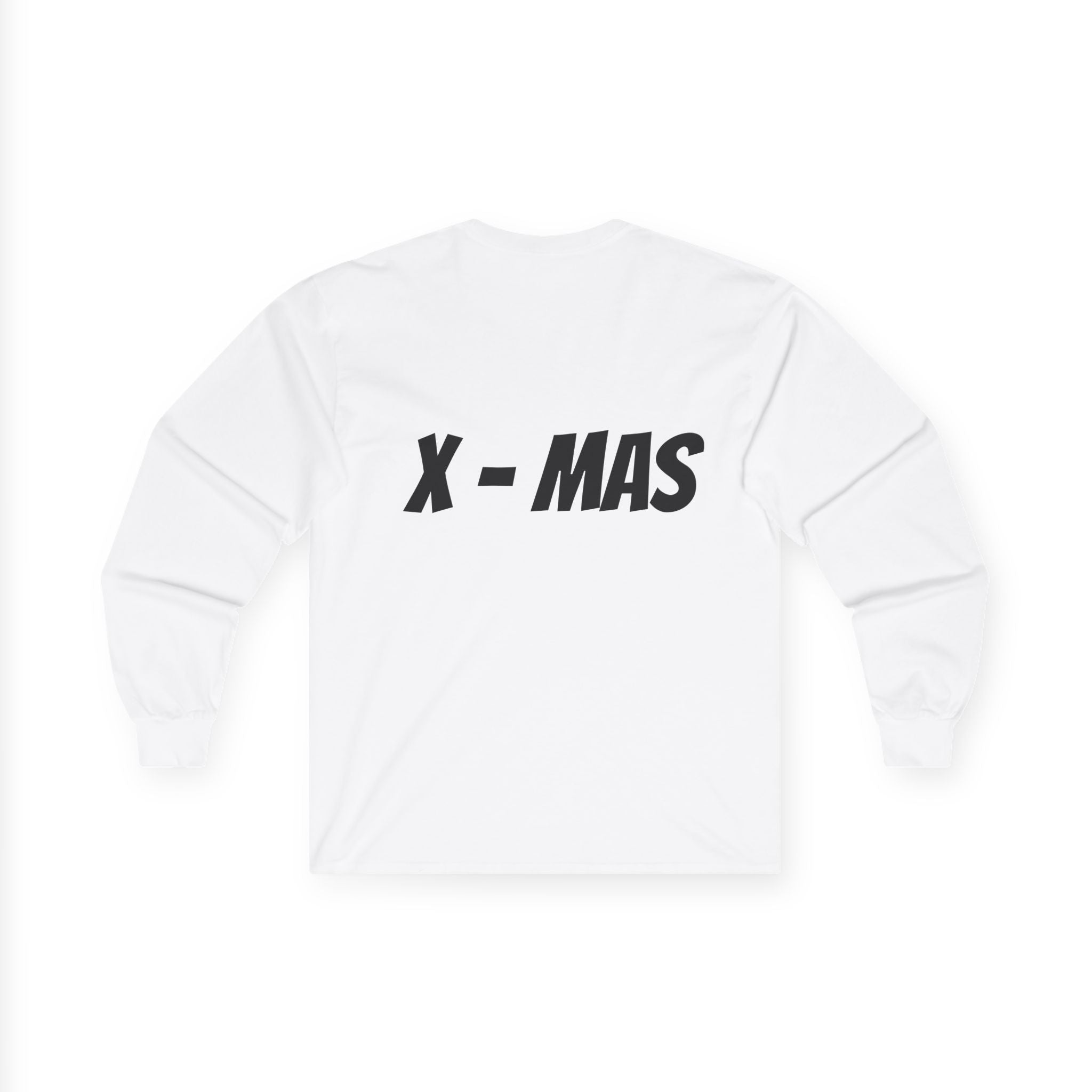 Christmas Tree Candy Cane Long Sleeve Tee — "X-MAS" Back Print