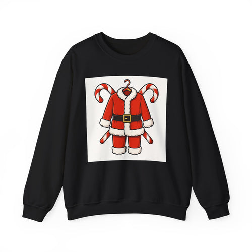 Christmas Sweatshirt — Santa Suit Front & “Santa Is Here For You” Back Holiday Crewneck