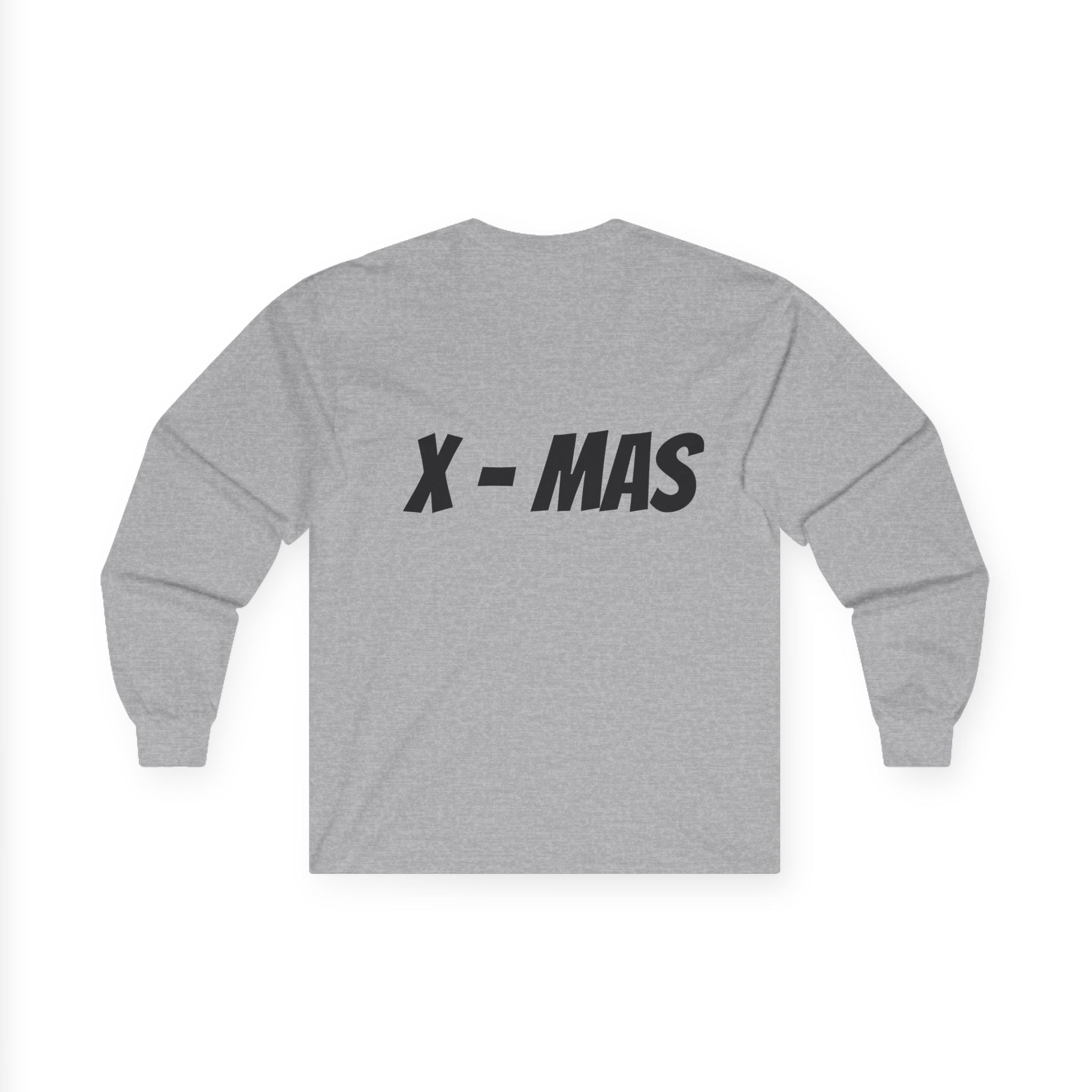 Christmas Tree Candy Cane Long Sleeve Tee — "X-MAS" Back Print