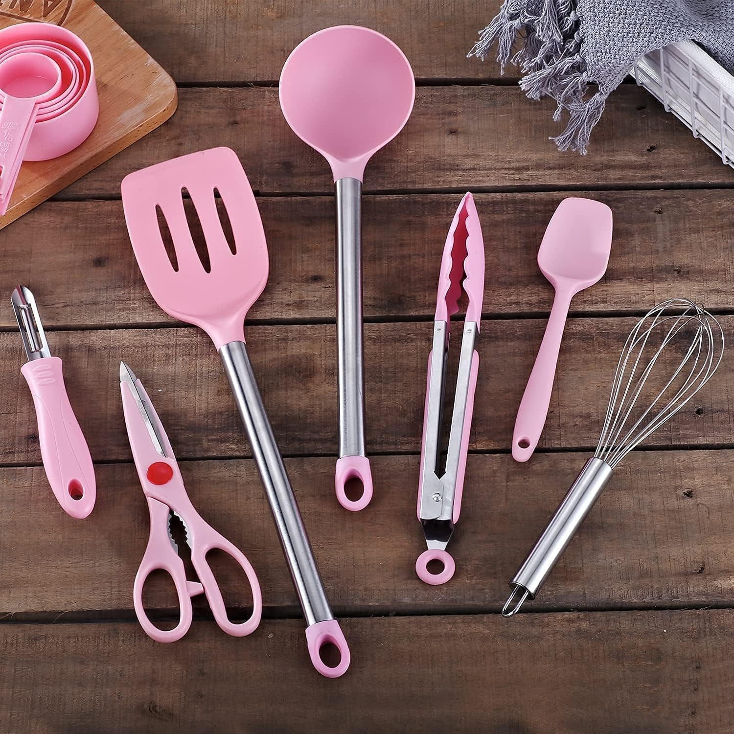 , Kitchen Utensil Set 42PCS, Nylon & Stainless Steel, Pink