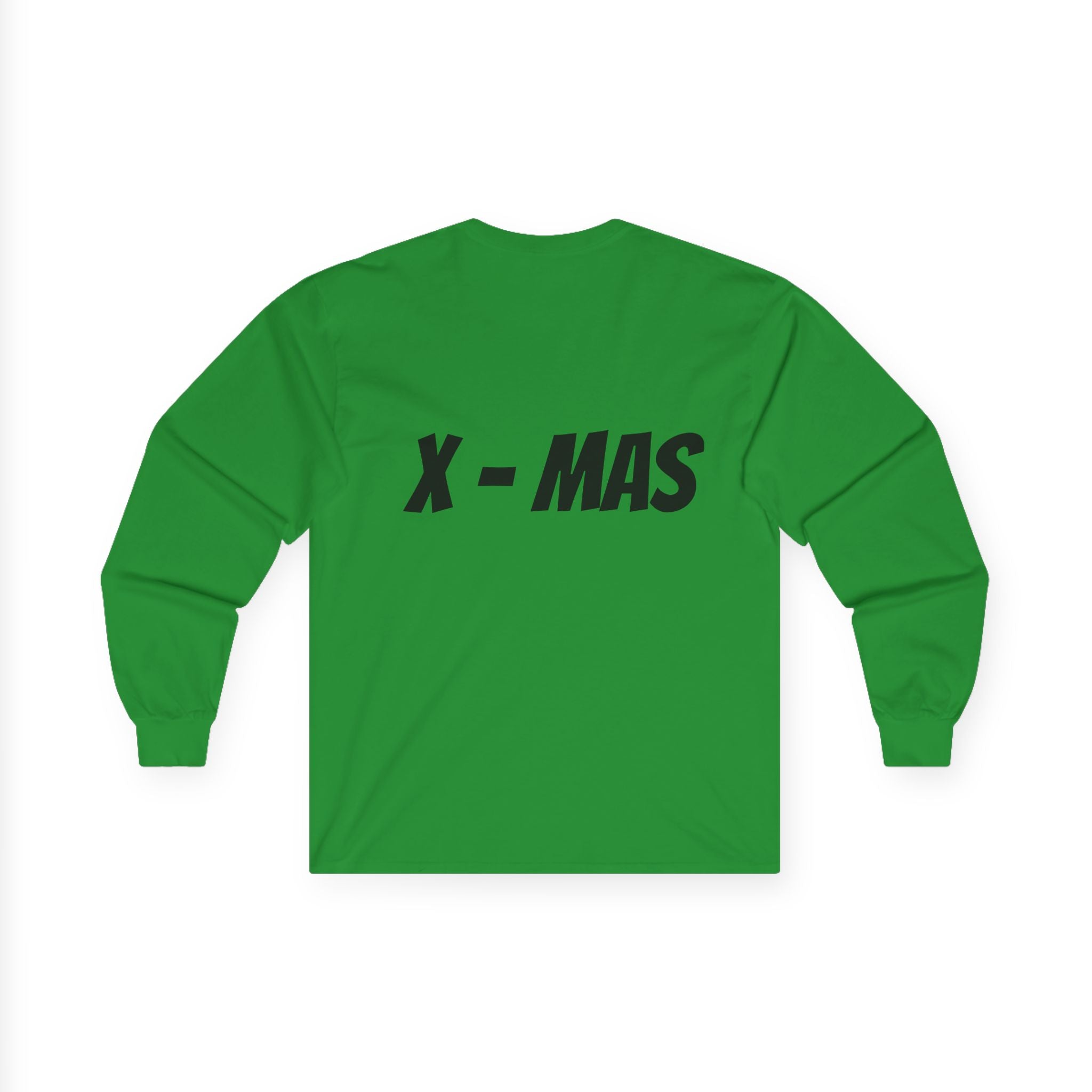Christmas Tree Candy Cane Long Sleeve Tee — "X-MAS" Back Print
