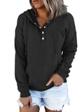 Women's Half Button Hoodies with Drawstring and Pocket