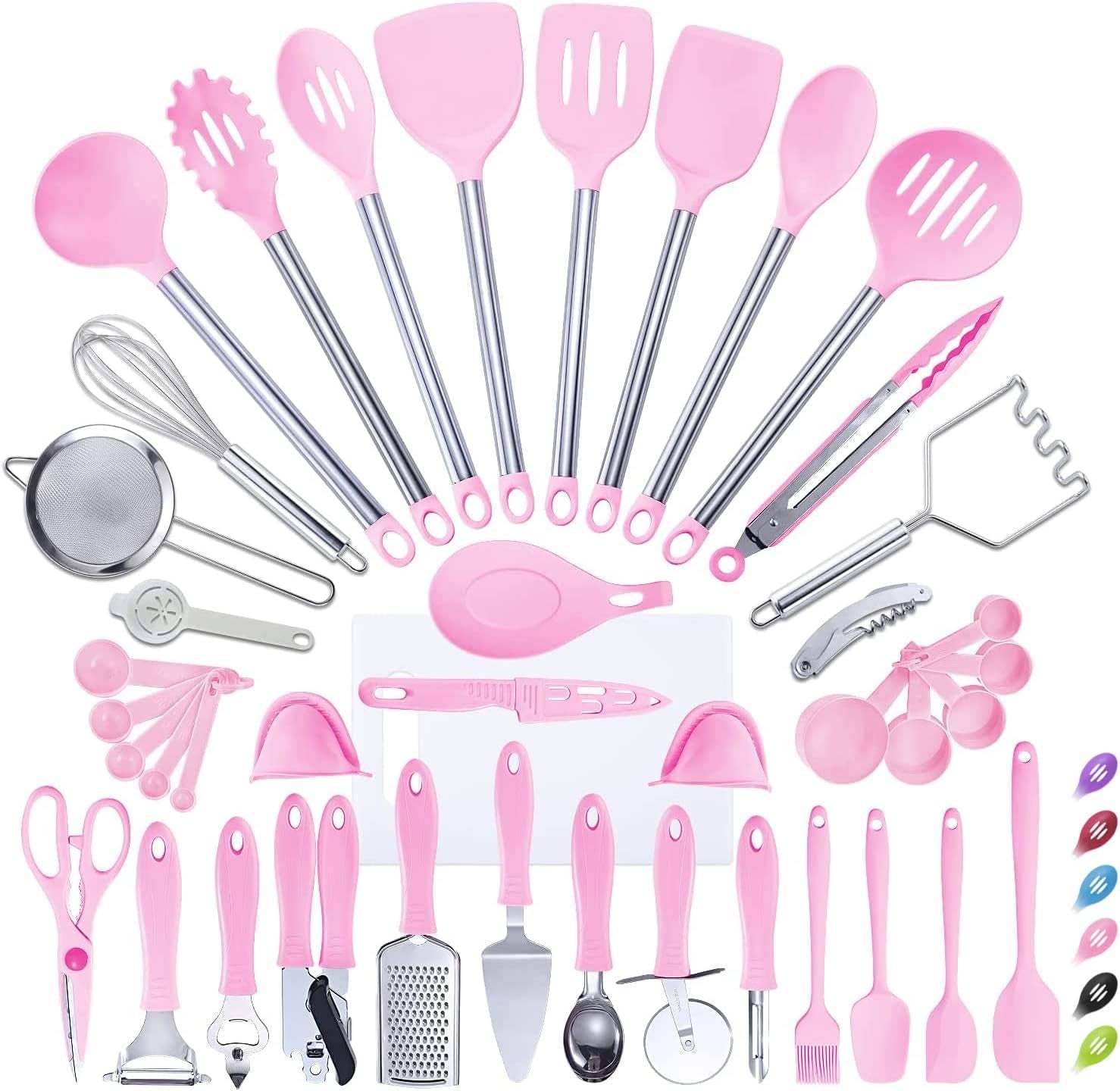 , Kitchen Utensil Set 42PCS, Nylon & Stainless Steel, Pink