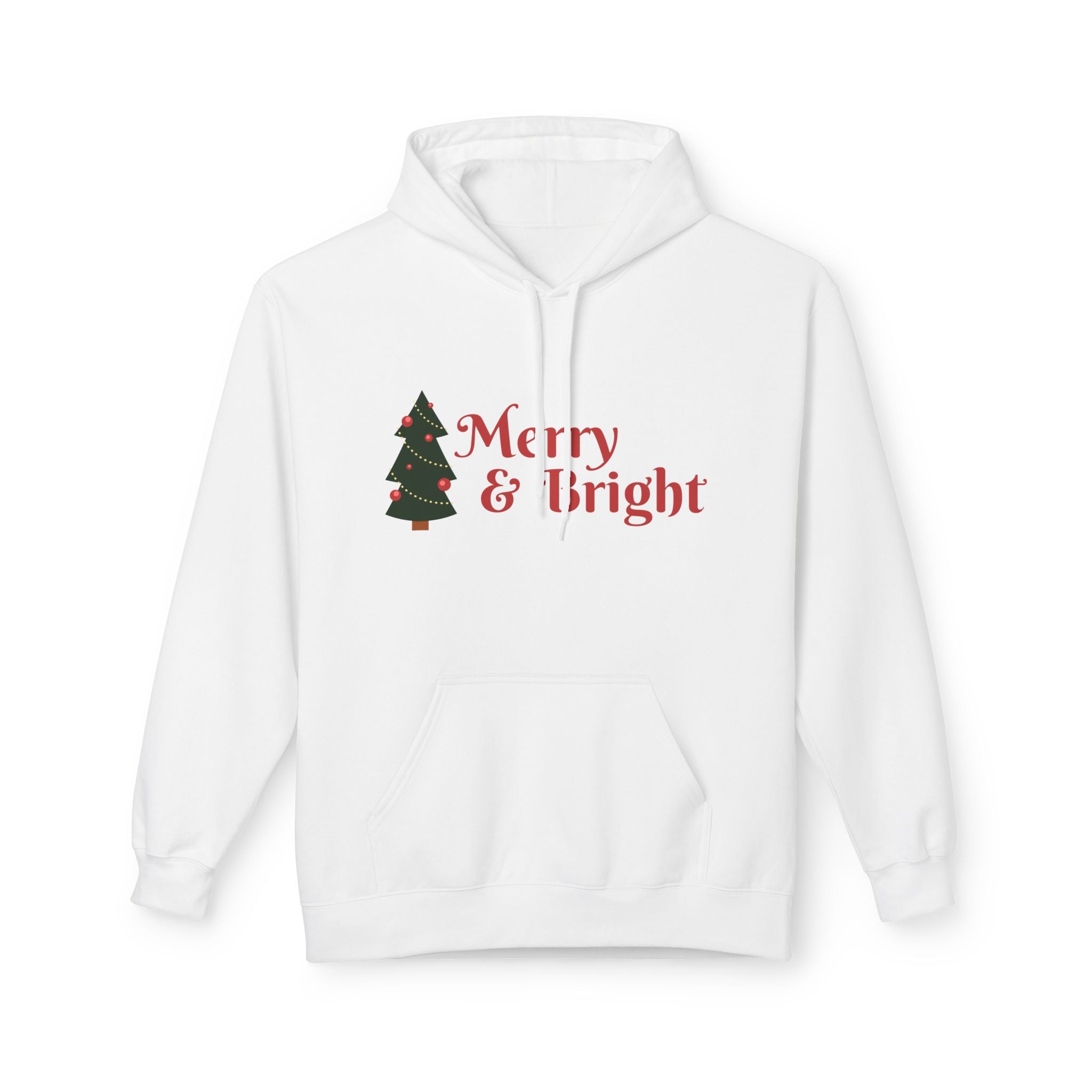 Merry & Bright Christmas Hoodie — Joyful Script Holiday Sweatshirt