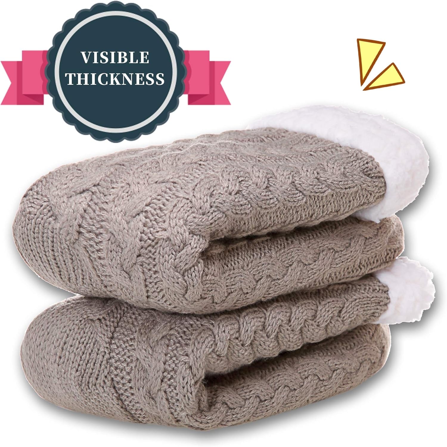 Women's Winter Fleece-Lined Cozy Slipper Socks with Grippers