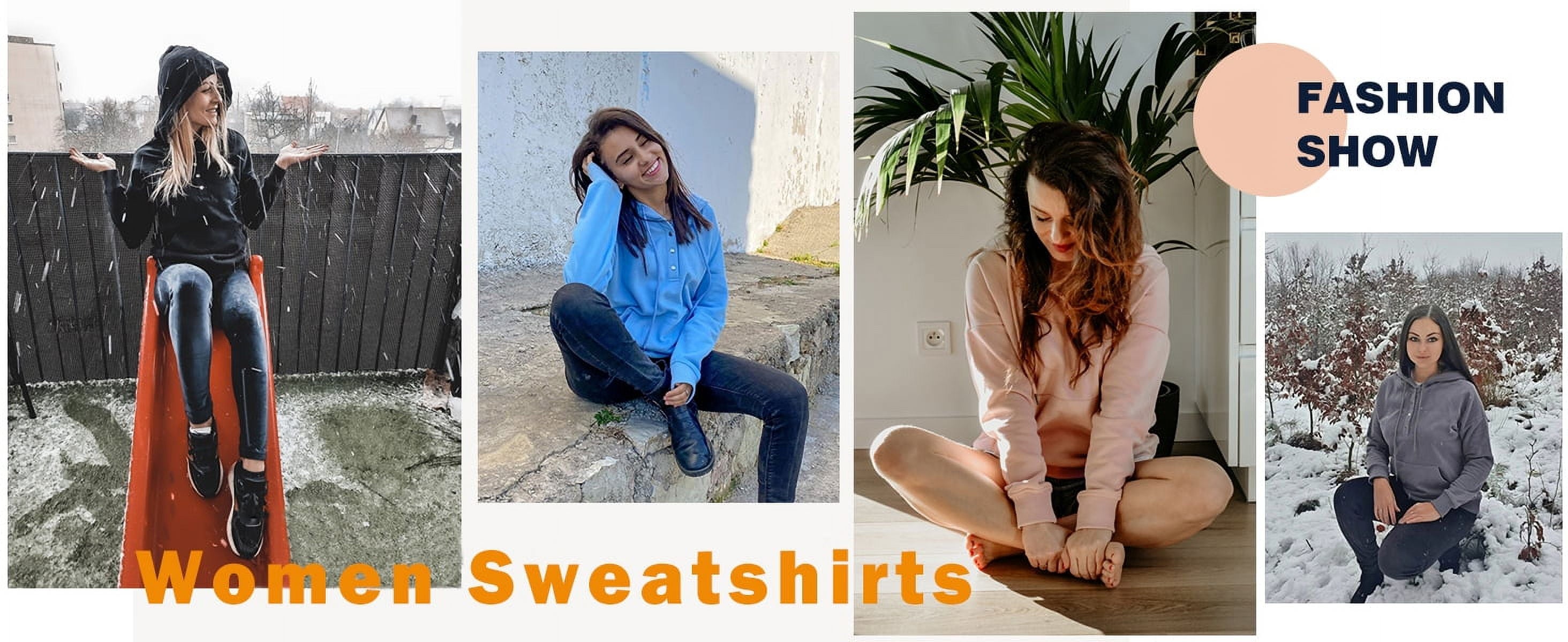 Women's Half Button Hoodies with Drawstring and Pocket