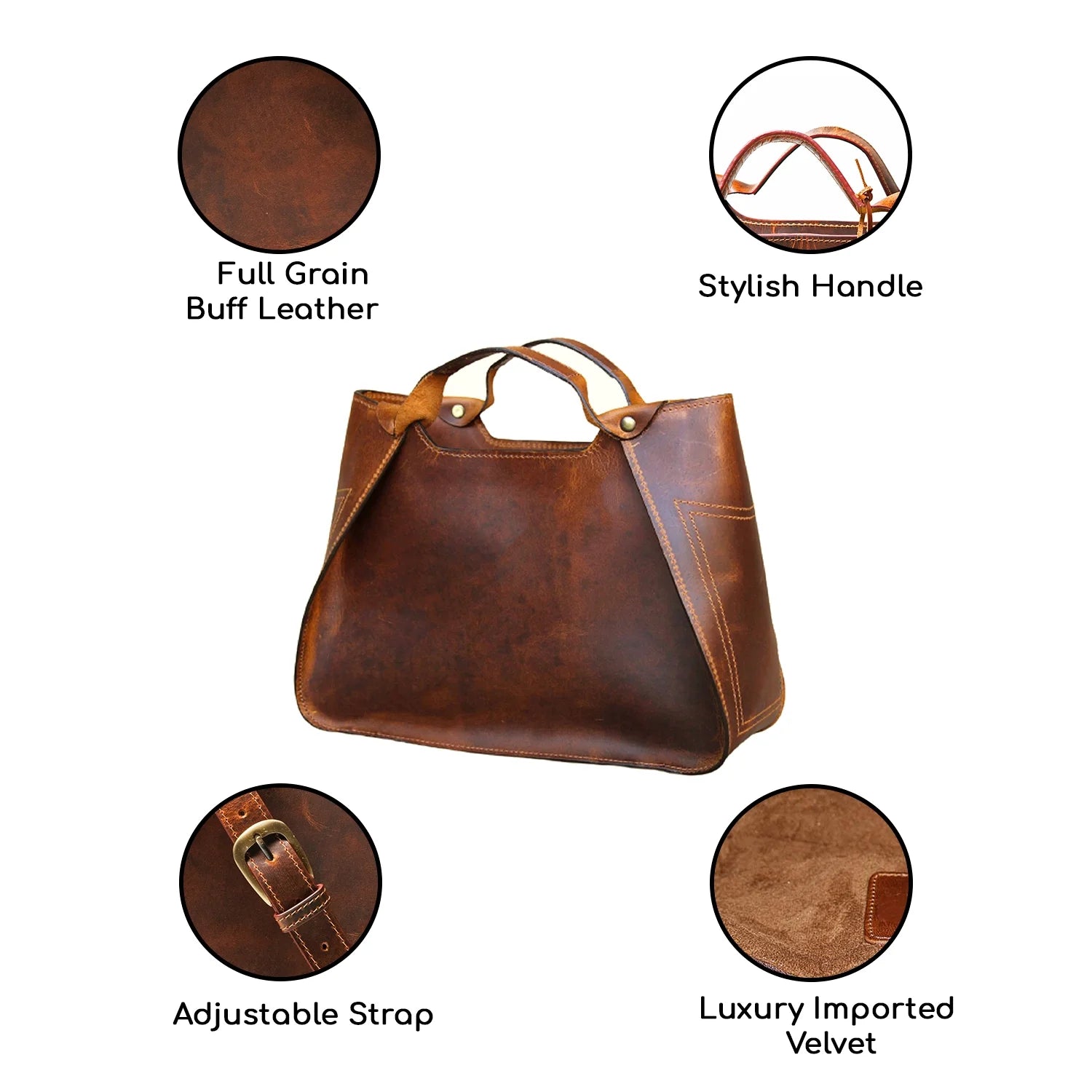 Genuine Leather Designer Handbag for Women - Travel Tote and Shoulder Bag